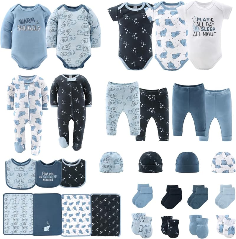 Baby Boy Layette Gift Set - 30-Piece Elephant Collection
