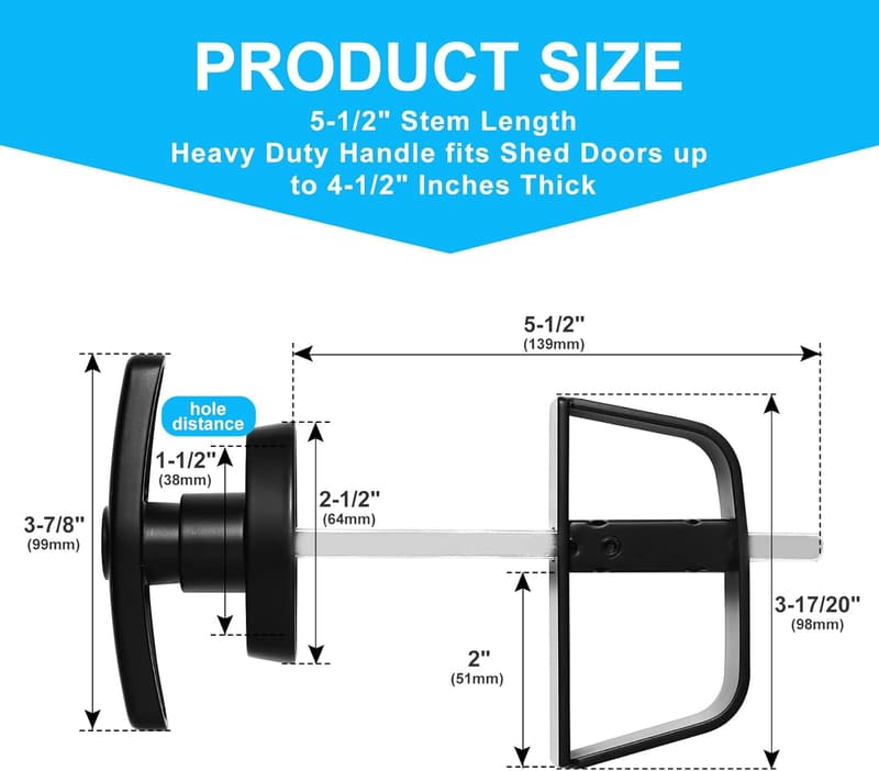 Durable T-Handle Shed Door Lock Kit with 4 Keys