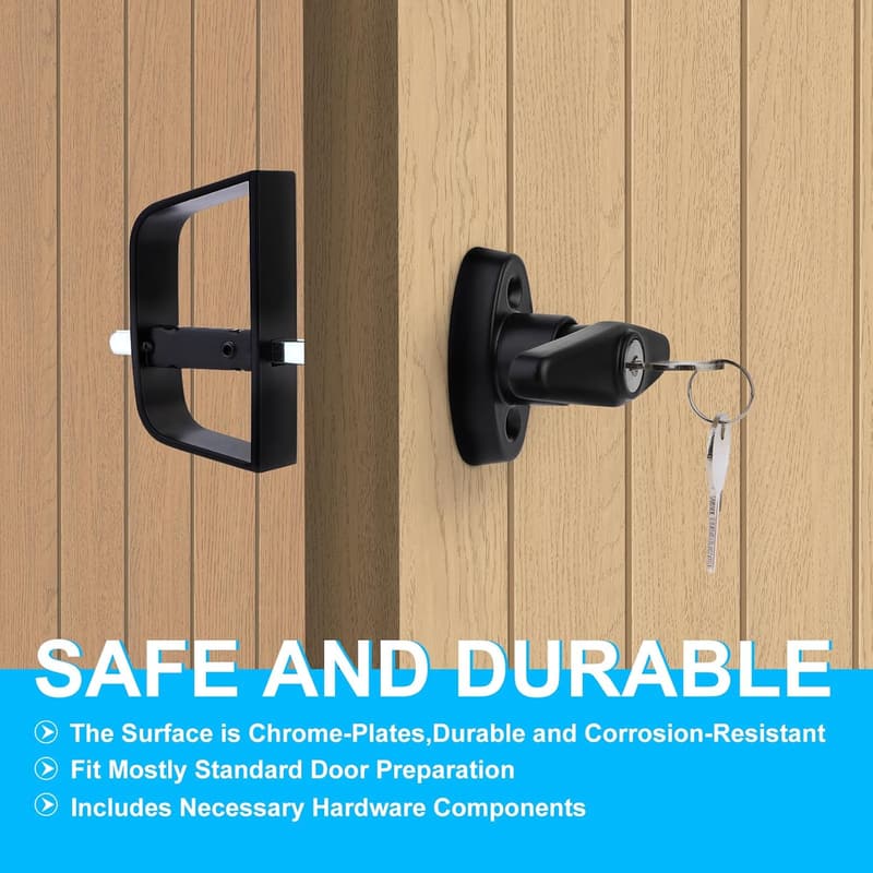 Durable T-Handle Shed Door Lock Kit with 4 Keys