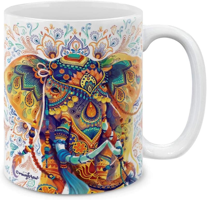 Boho Elephants Ceramic Coffee Mug, 11 oz