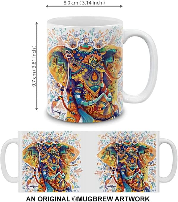 Boho Elephants Ceramic Coffee Mug, 11 oz