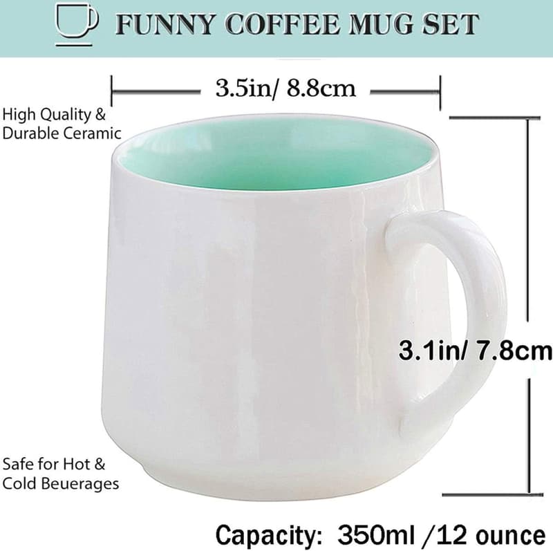Cute Cow Ceramic Mugs Set with Spoon - 3 Pcs, 350ML