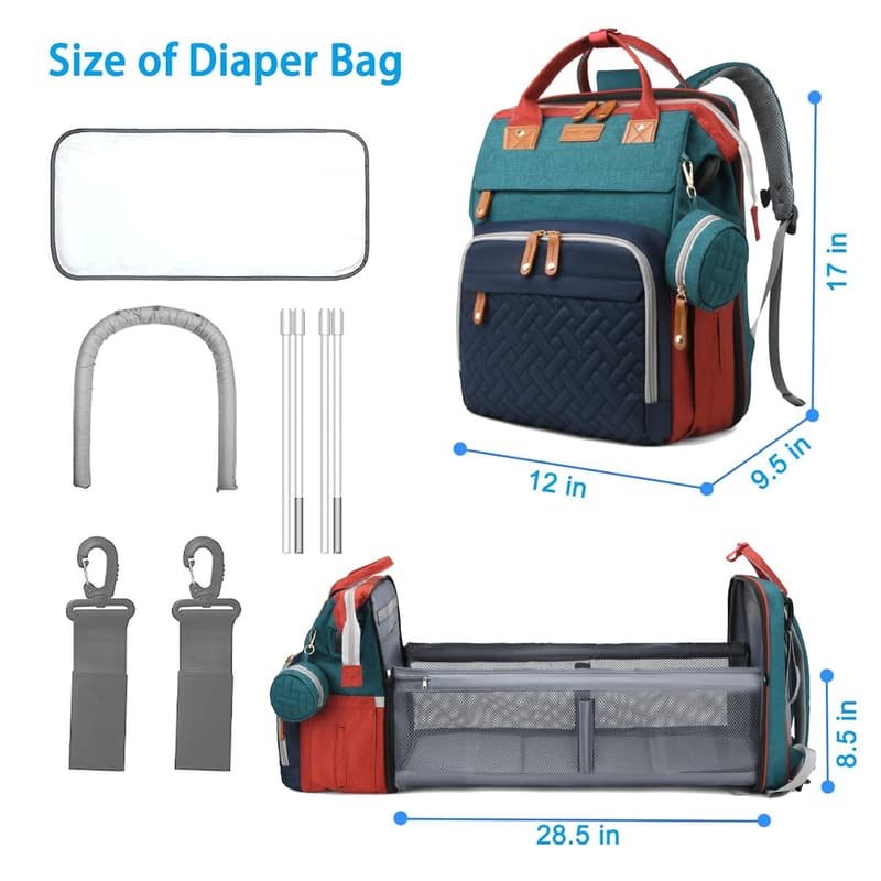 Waterproof Diaper Bag Backpack with Changing Station for Parents