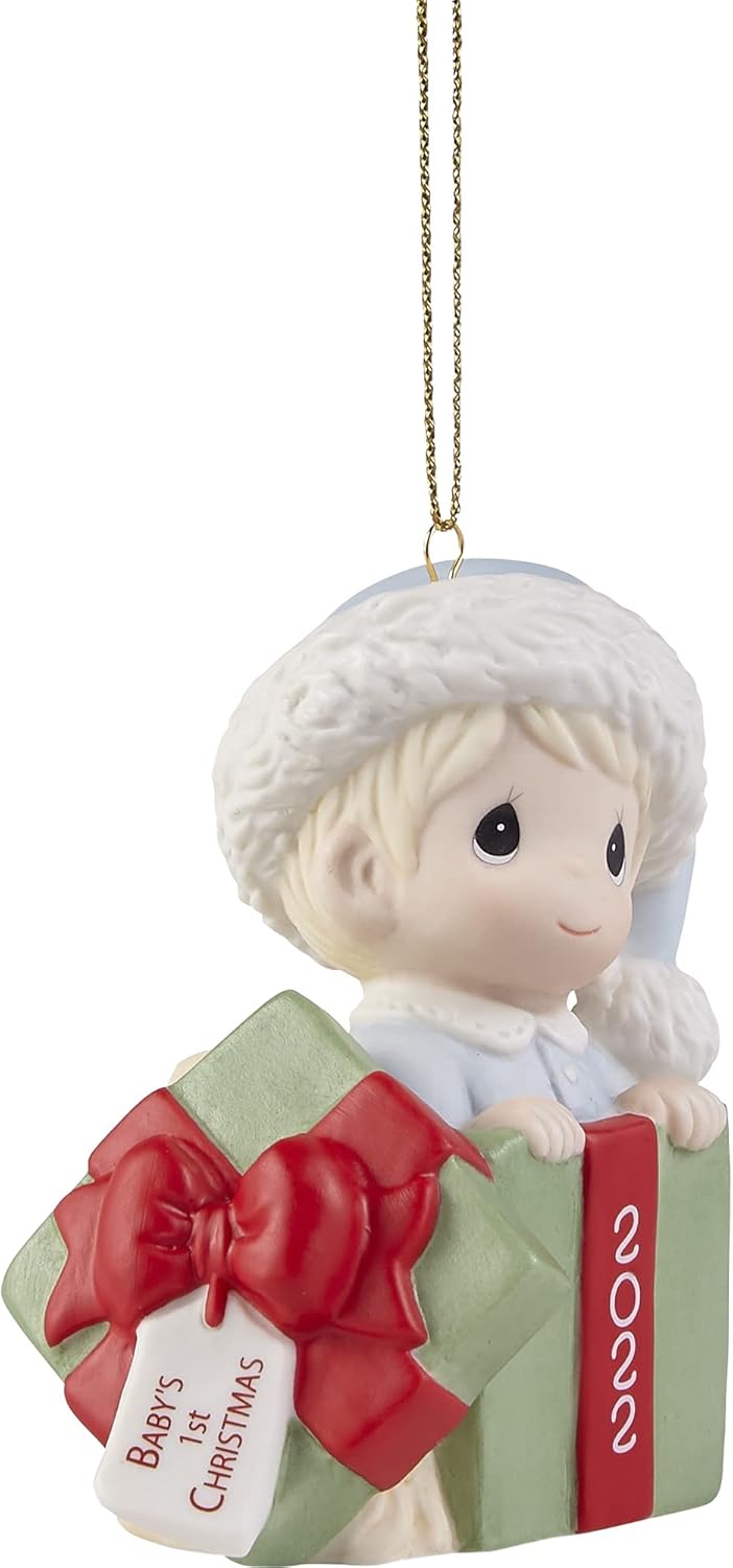 Baby's First Christmas 2022 Boy Bisque Porcelain Ornament