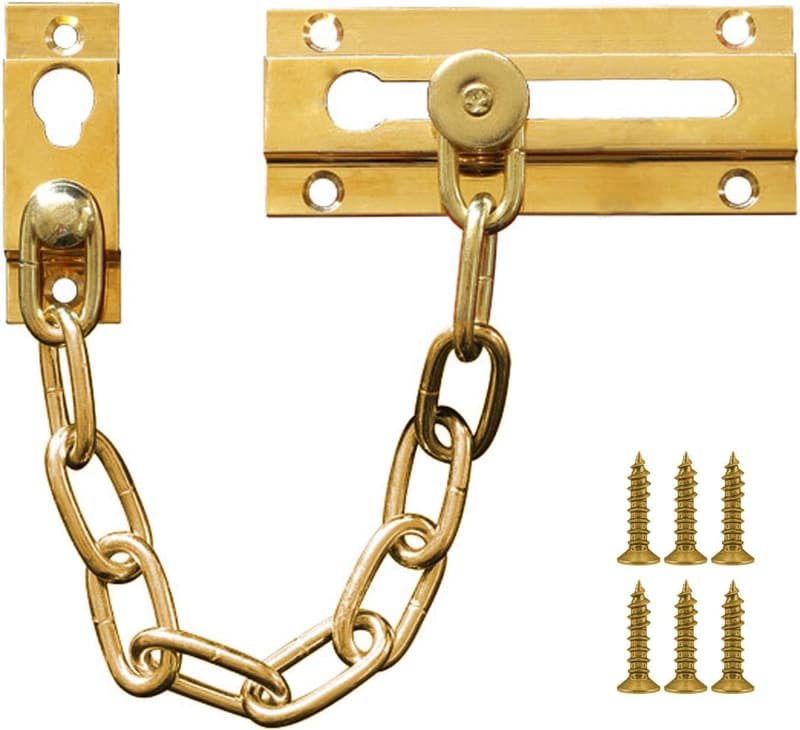 Heavy-Duty Brass Security Door Chain Guard