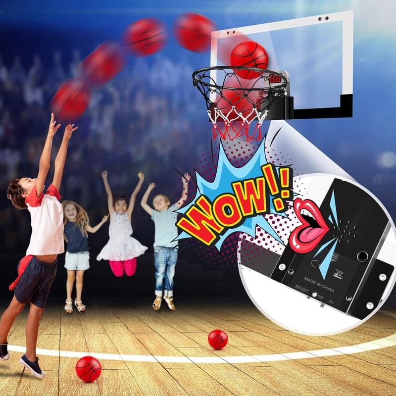 Mini Indoor Basketball Hoop with Electronic Scoreboard for Teens