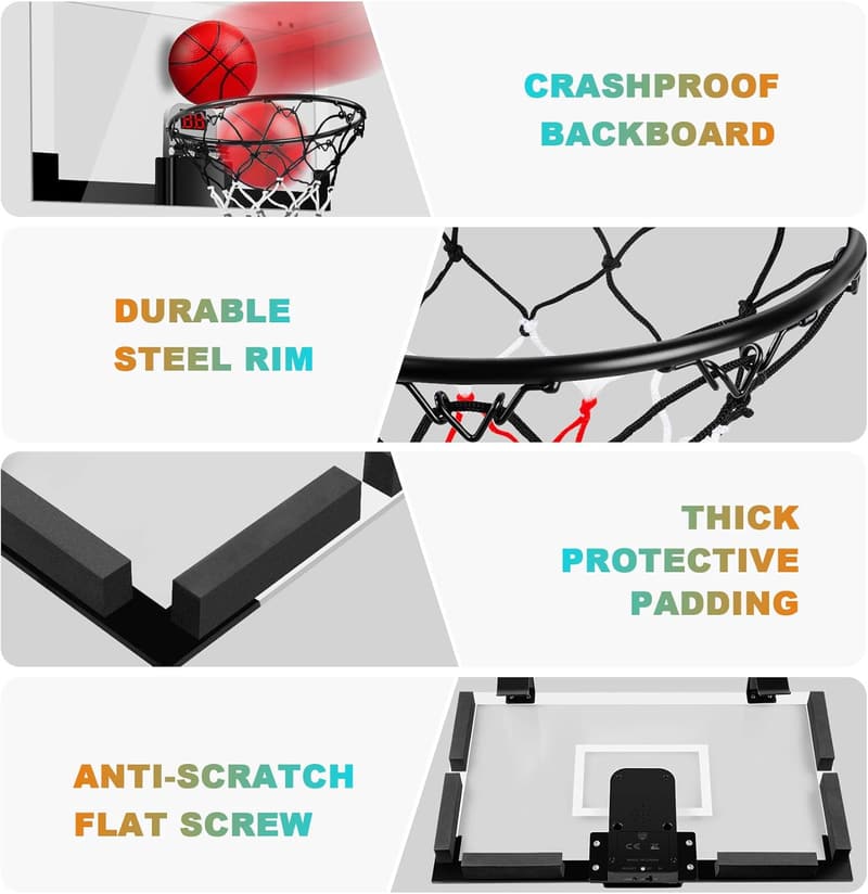 Mini Indoor Basketball Hoop with Electronic Scoreboard for Teens