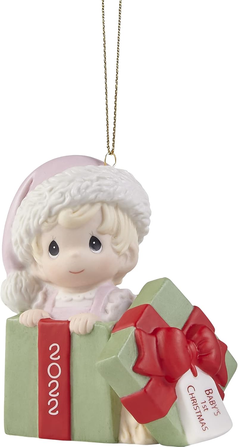 Baby's First Christmas 2022 Girl Bisque Porcelain Ornament