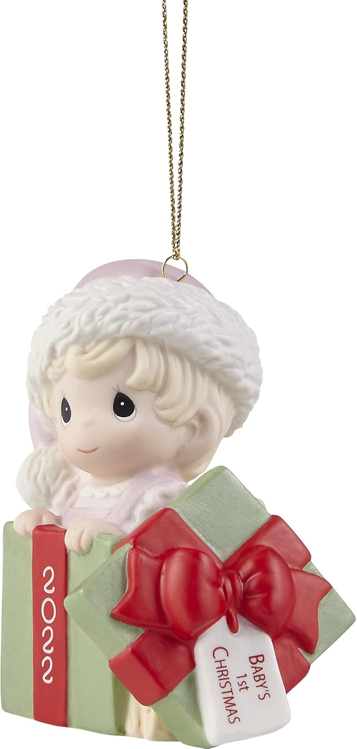 Baby's First Christmas 2022 Girl Bisque Porcelain Ornament