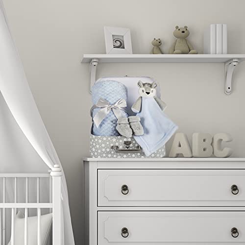 Newborn Blue Deer Fawn Gift Set with Blanket, Booties & Box