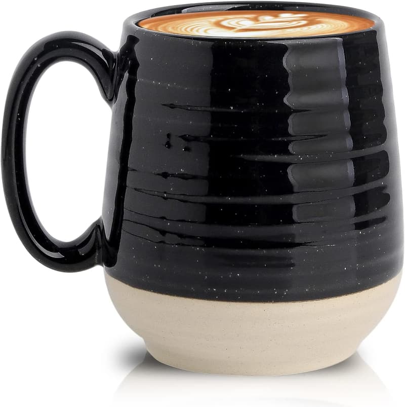 Large 20 oz Black Ceramic Coffee Mug – Dishwasher & Microwave Safe