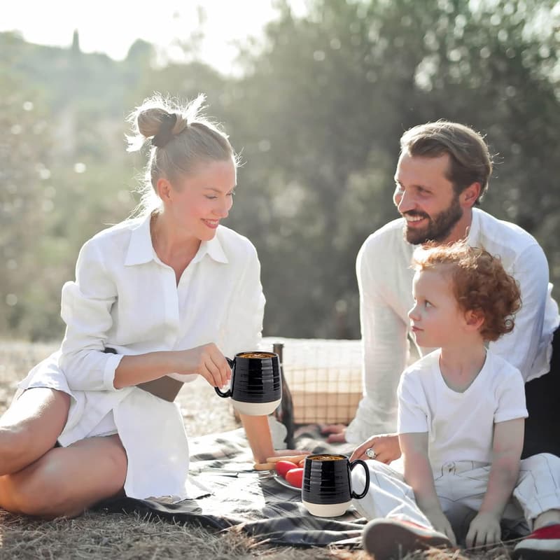 Large 20 oz Black Ceramic Coffee Mug – Dishwasher & Microwave Safe