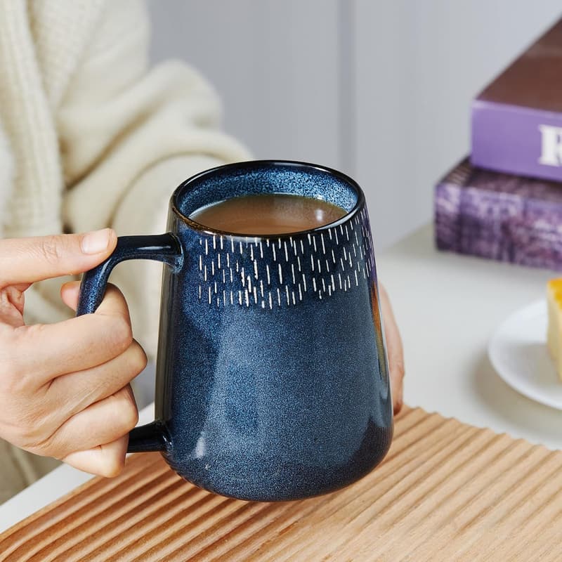 Extra Large 24 oz Ceramic Coffee Mug - Star Blue