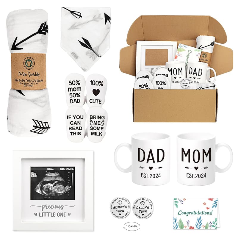 New Parent Gift Basket for Pregnancy Announcements & Baby Showers