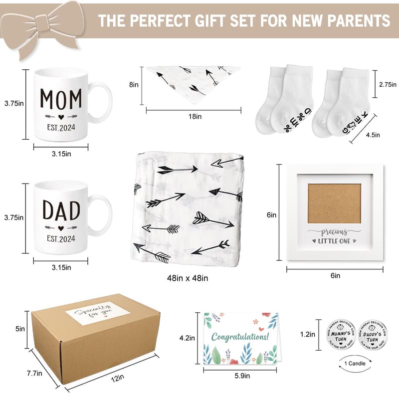 New Parent Gift Basket for Pregnancy Announcements & Baby Showers