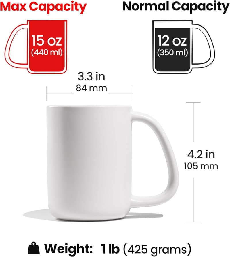 12oz Dishwasher Safe Ceramic Mug with Large Handle