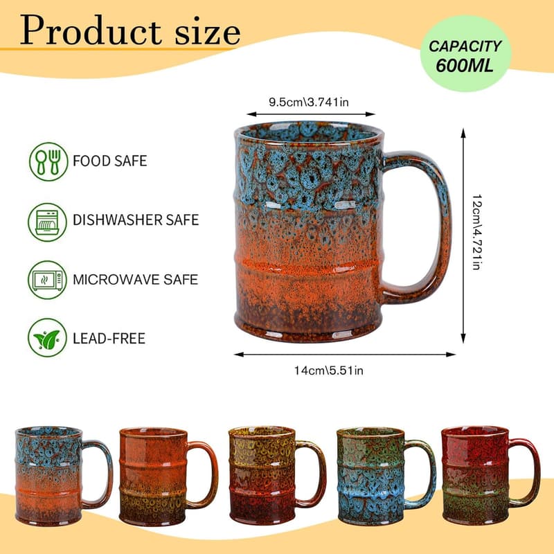 Large Ceramic Coffee Mug - 20 oz Dishwasher & Microwave Safe