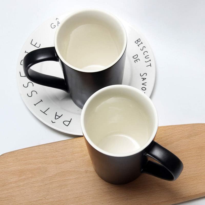 Black Ceramic Coffee Mugs for Men, Set of 2 - 20 oz