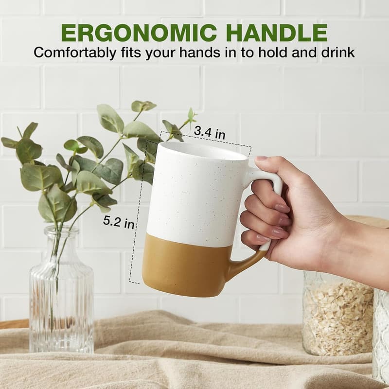 Set of 4 Microwave-Safe Ceramic Coffee Mugs - 16 oz