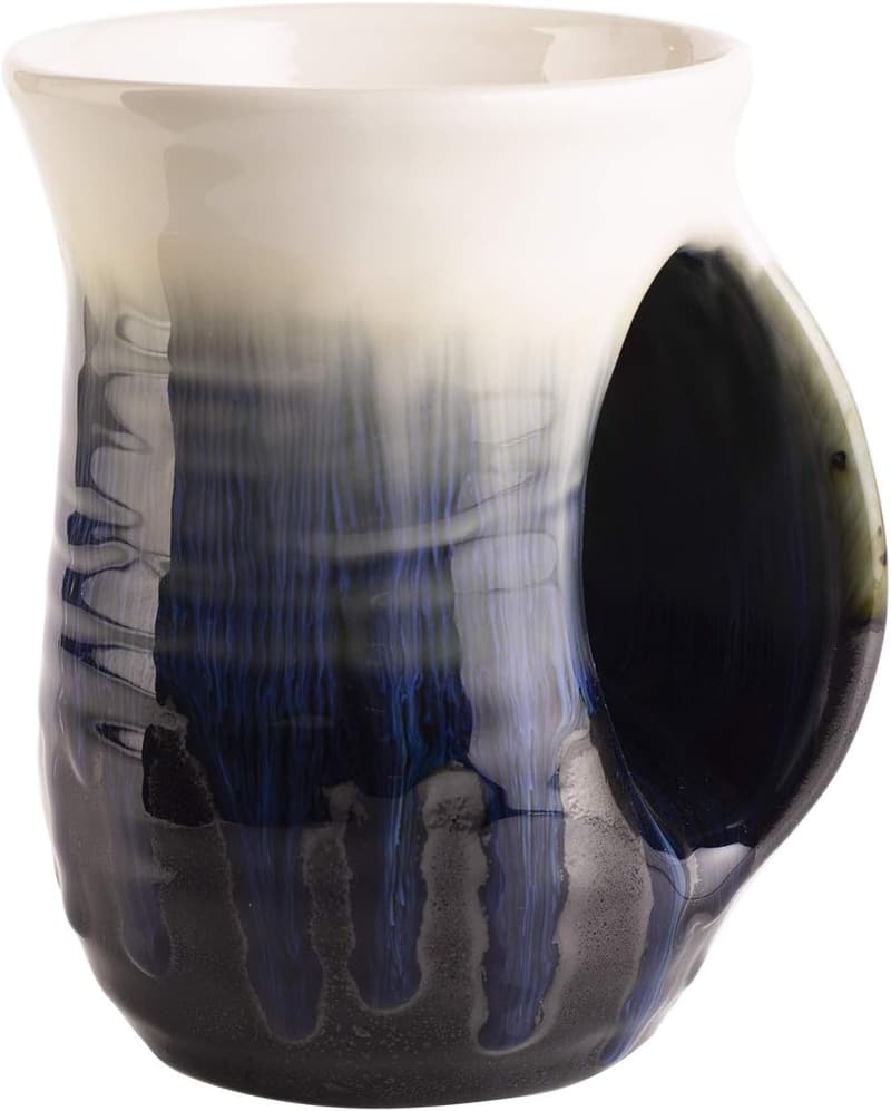 Hand Warmer Mug - Ceramic, Hand Painted, Ocean Blue