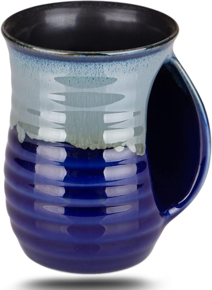 Handmade 16 oz Pottery Hand Warmer Mug for Coffee
