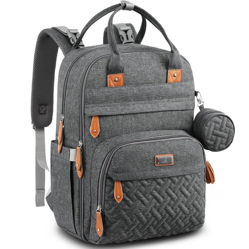 Unisex Waterproof Diaper Bag Backpack with Changing Pad - Dark Gray