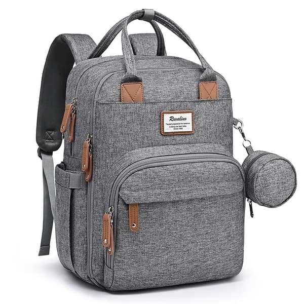 Multifunctional Waterproof Diaper Bag Backpack with Changing Pad - Gray