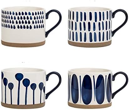 Elegant Hand-Painted 15 oz. Porcelain Mug Set - Gift Pack