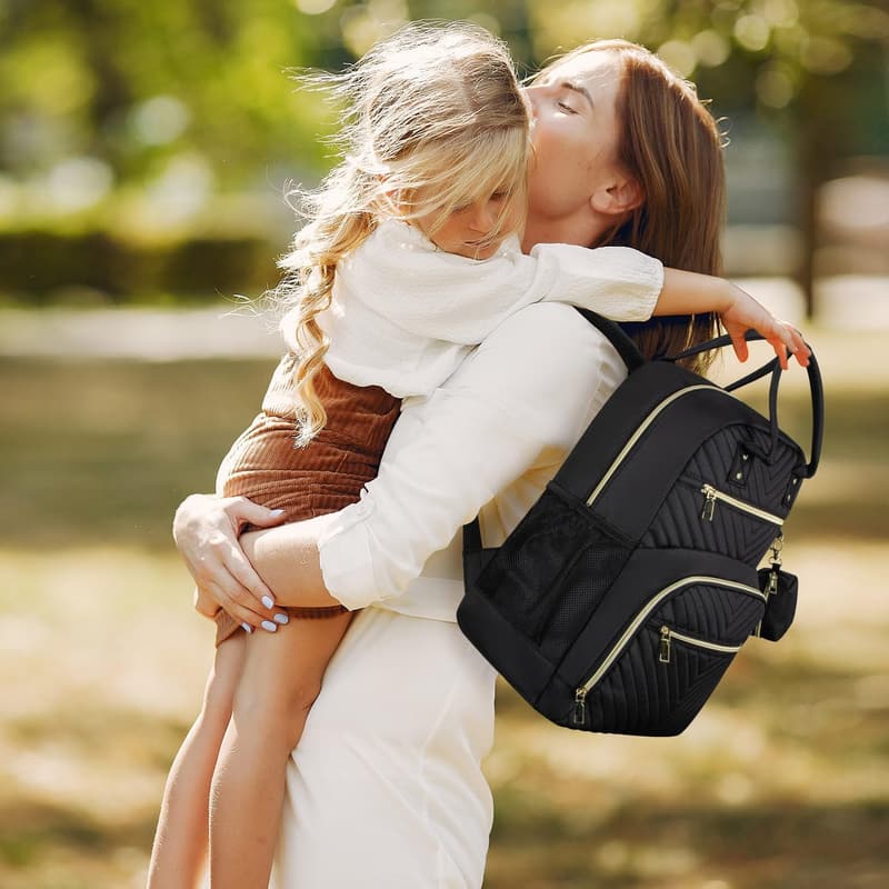Stylish Large Capacity Diaper Bag Backpack with Pacifier Case