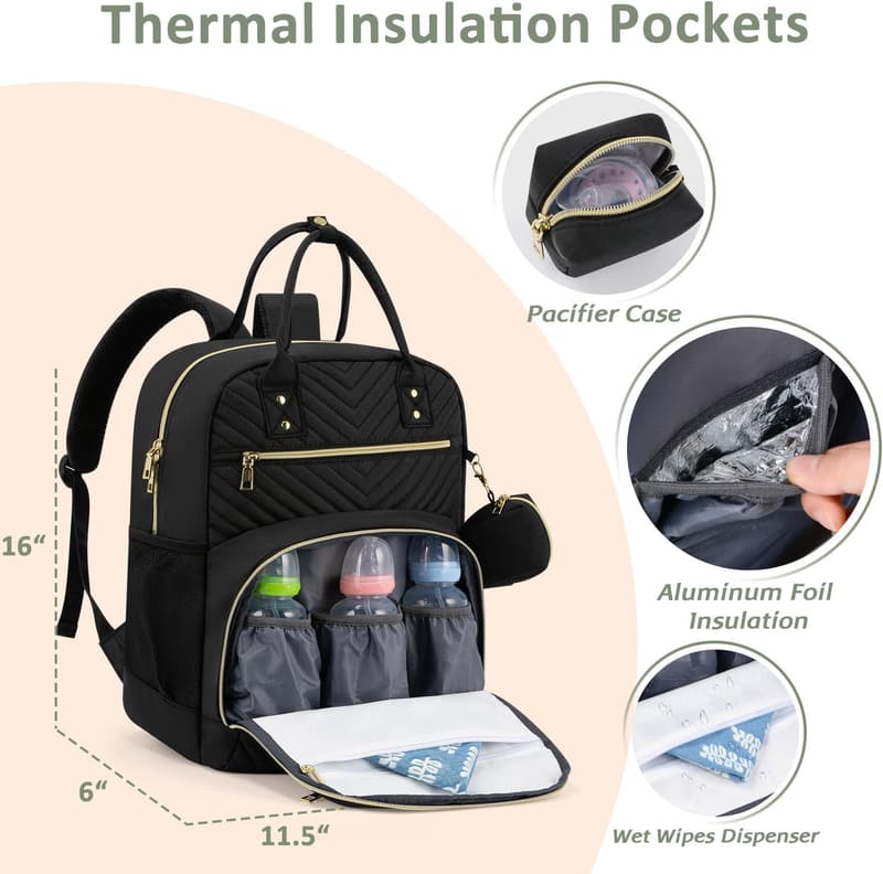 Stylish Large Capacity Diaper Bag Backpack with Pacifier Case