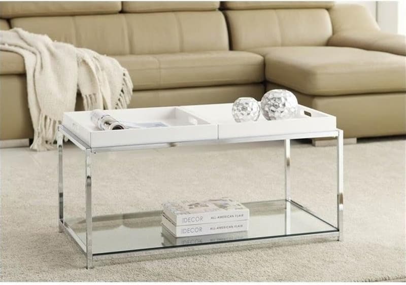 Palm Beach Coffee Table with Shelf & Trays - White