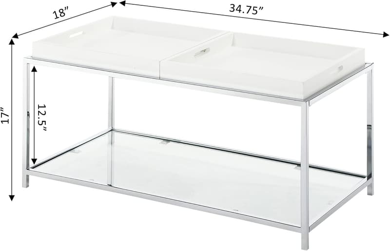 Palm Beach Coffee Table with Shelf & Trays - White