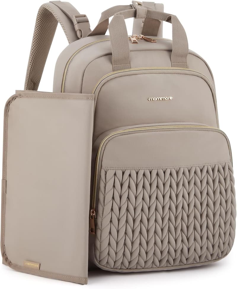 Quilted Diaper Backpack for Boys & Girls with Changing Pad