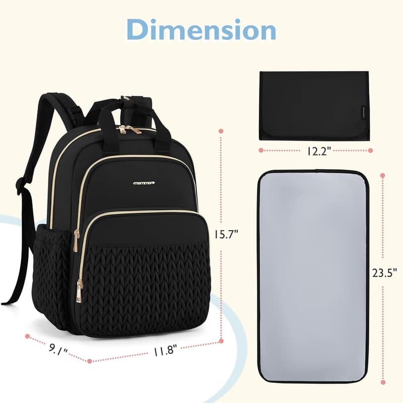Quilted Diaper Backpack for Boys & Girls with Changing Pad