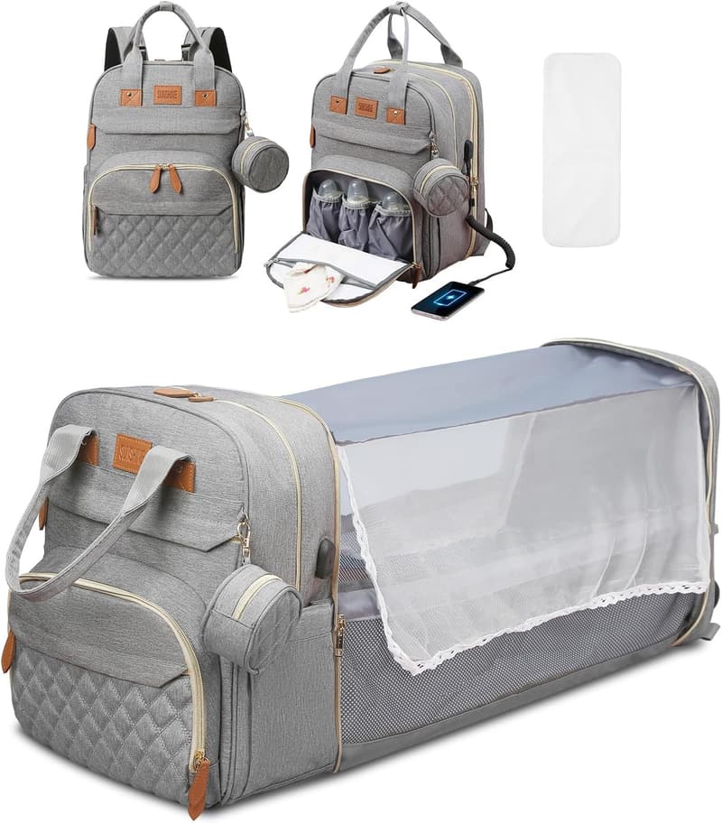 Large Waterproof Diaper Bag Backpack with Changing Station
