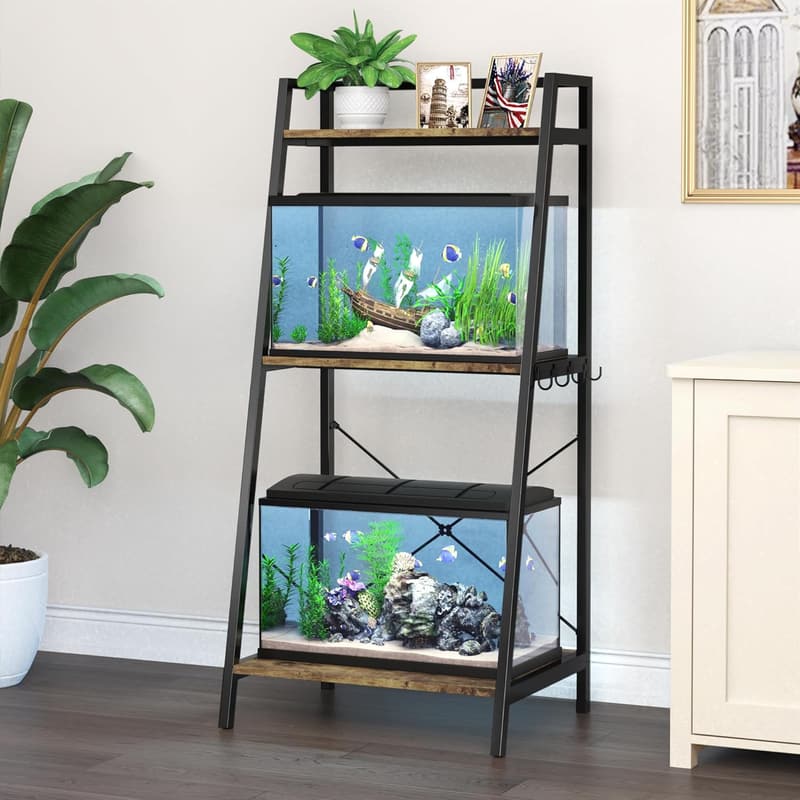 Metal Aquarium Stand for 5-10 Gallon Tanks with Plant Shelf