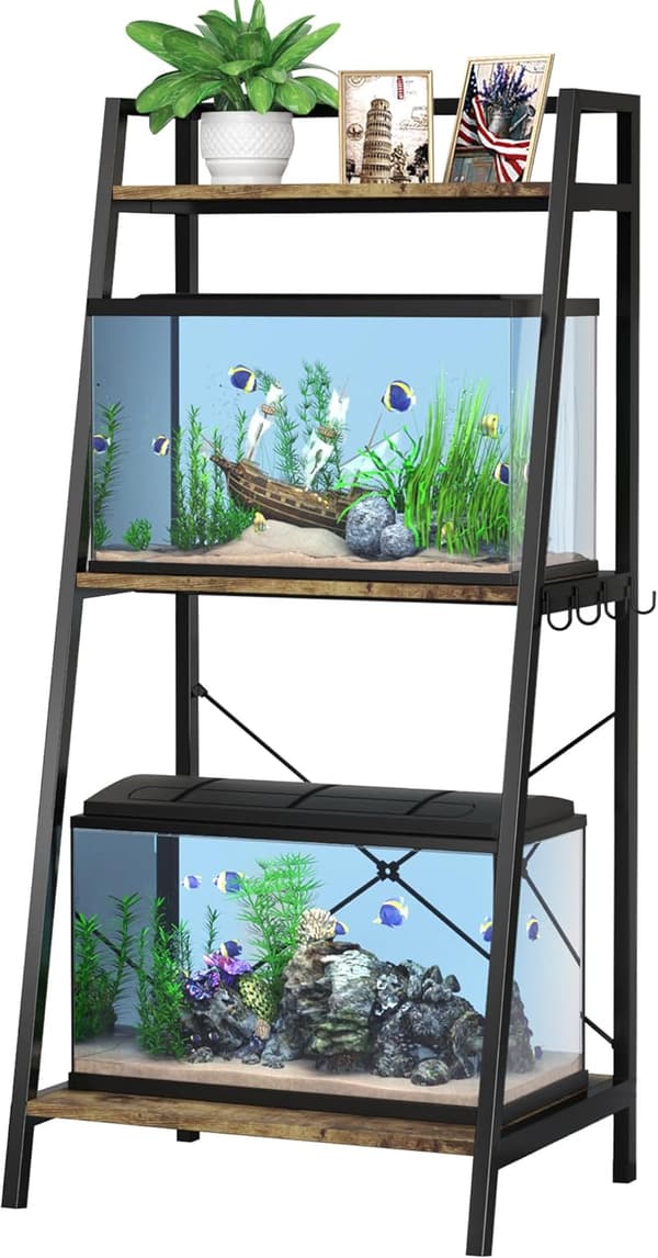 Metal Aquarium Stand for 5-10 Gallon Tanks with Plant Shelf