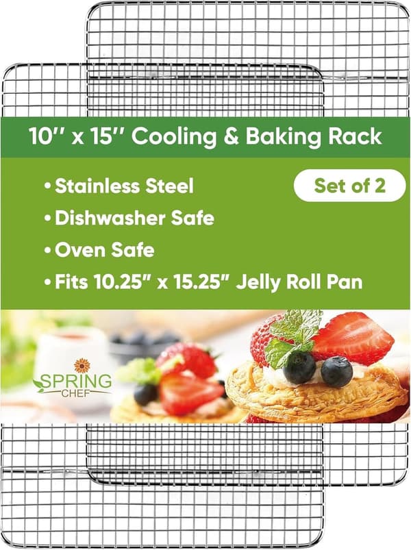 Stainless Steel Cooling Racks Set for Baking and Grilling, 10x15