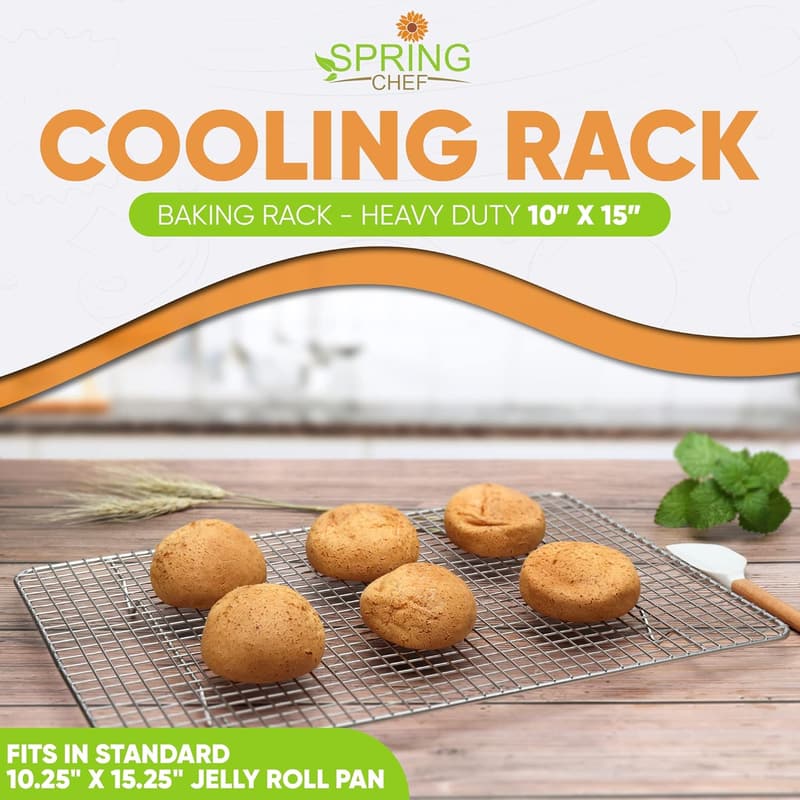 Stainless Steel Cooling Racks Set for Baking and Grilling, 10x15