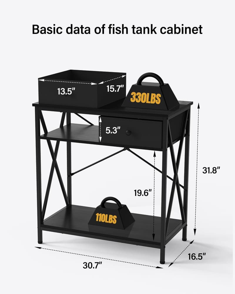 Sturdy Metal Aquarium Stand for 20-29 Gallon Tanks