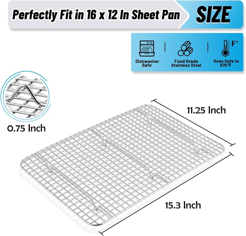 Stainless Steel Cooling Rack Set for Baking and Roasting
