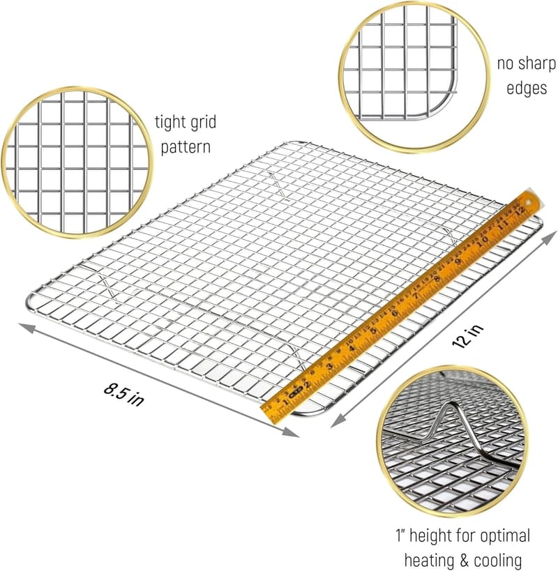 Quarter Sheet Cookie Cooling Rack - Oven Safe Stainless Steel 8.5