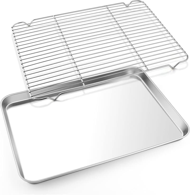 Half Sheet Baking Pan Set with Cooling Rack – Stainless Steel
