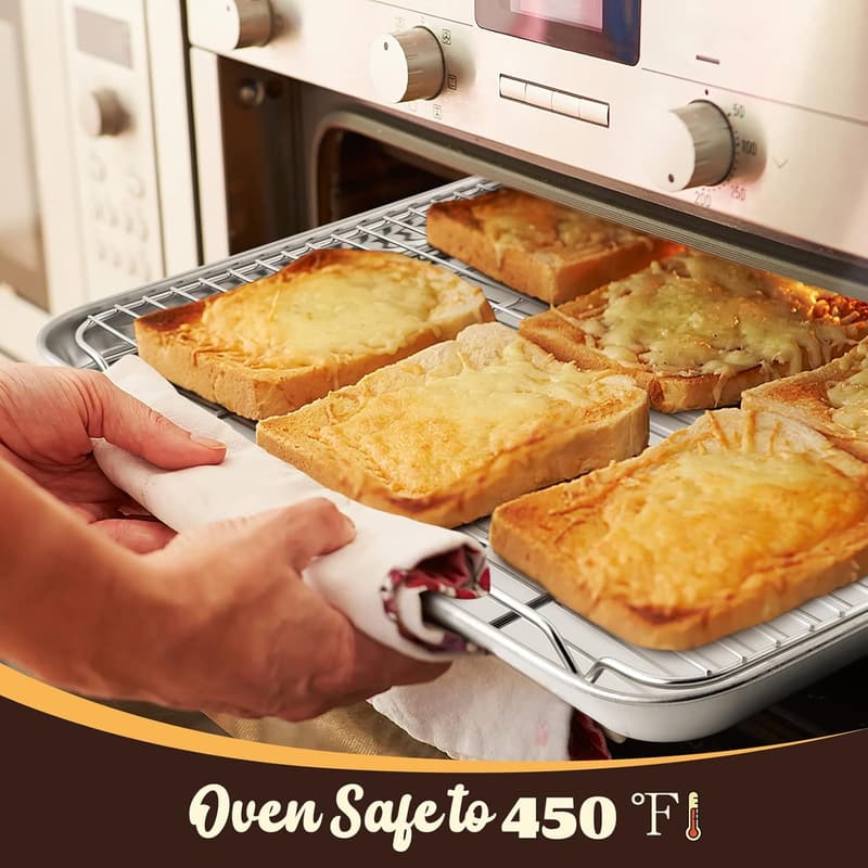 Half Sheet Baking Pan Set with Cooling Rack – Stainless Steel