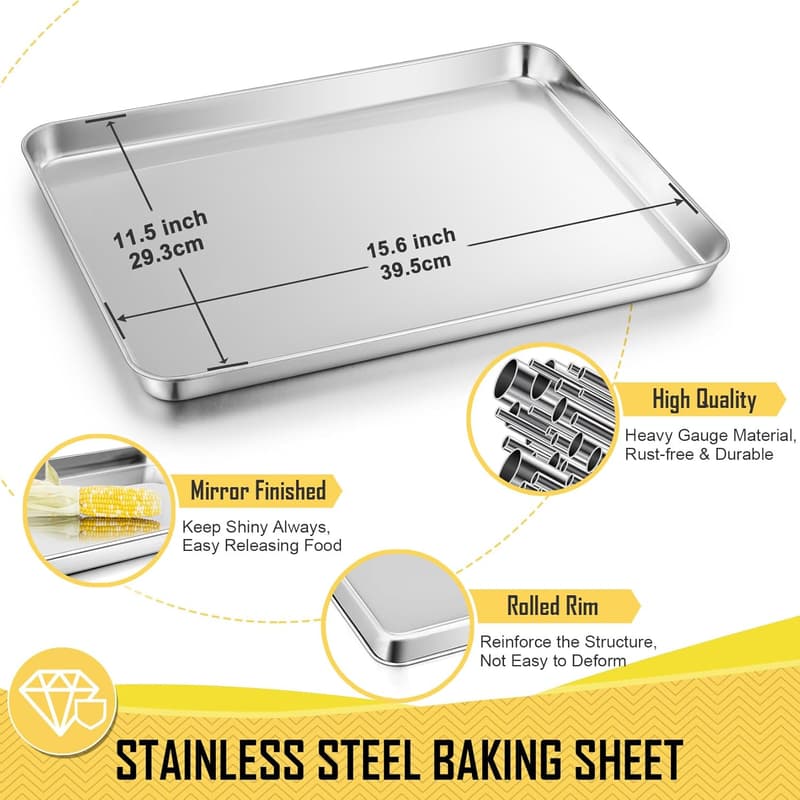 Heavy-Duty Baking Sheet Pan Set with Cooling Rack - 16 Inch