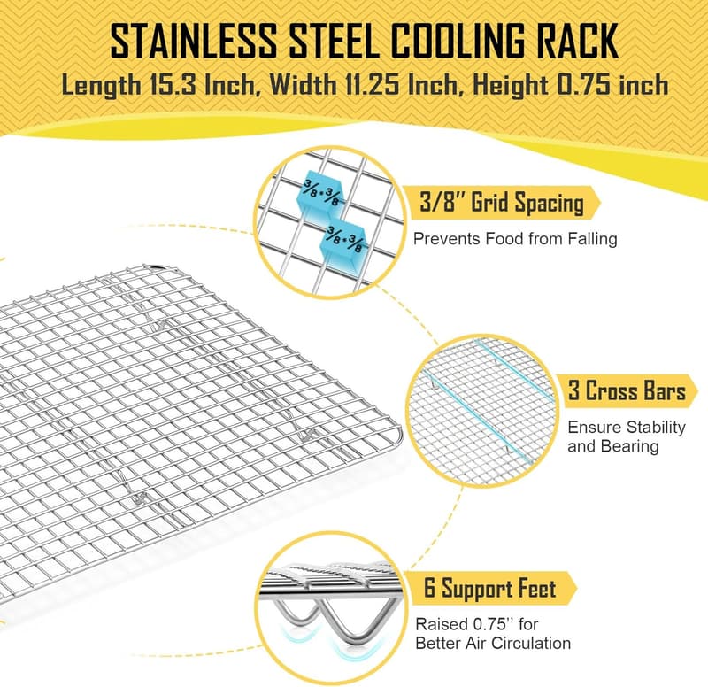 Heavy-Duty Baking Sheet Pan Set with Cooling Rack - 16 Inch
