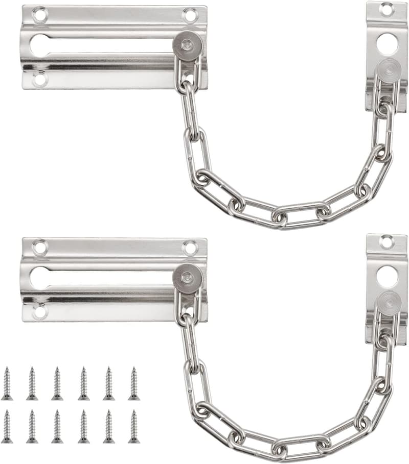 Heavy-Duty Door Chain Lock Set for Home Security (2 Pack)