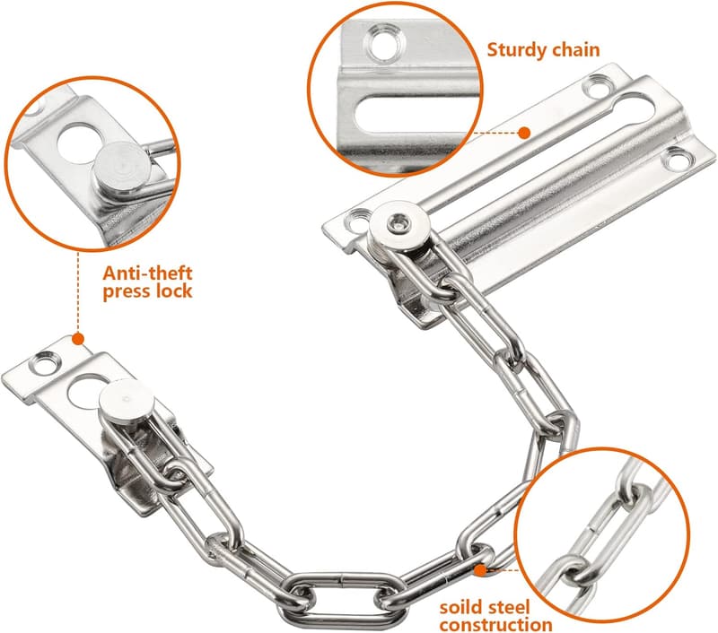 Heavy-Duty Door Chain Lock Set for Home Security (2 Pack)