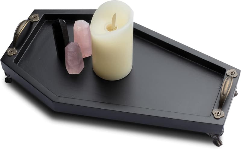 Gothic Black Wooden Tray for Spooky Home Decor