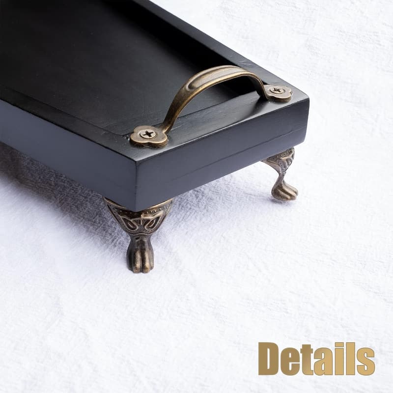 Gothic Black Wooden Tray for Spooky Home Decor